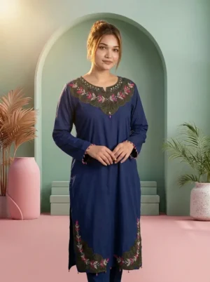 NAVY BLUE EMBROIDERED ALKARAM 2PC