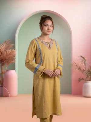 MUSTARD YELLOW EMBROIDERED 2PC