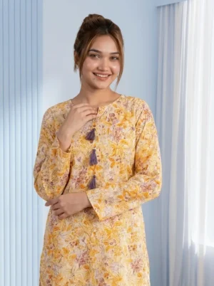 Sunny Yellow Floral Printed 2-Piece Co-ord Set